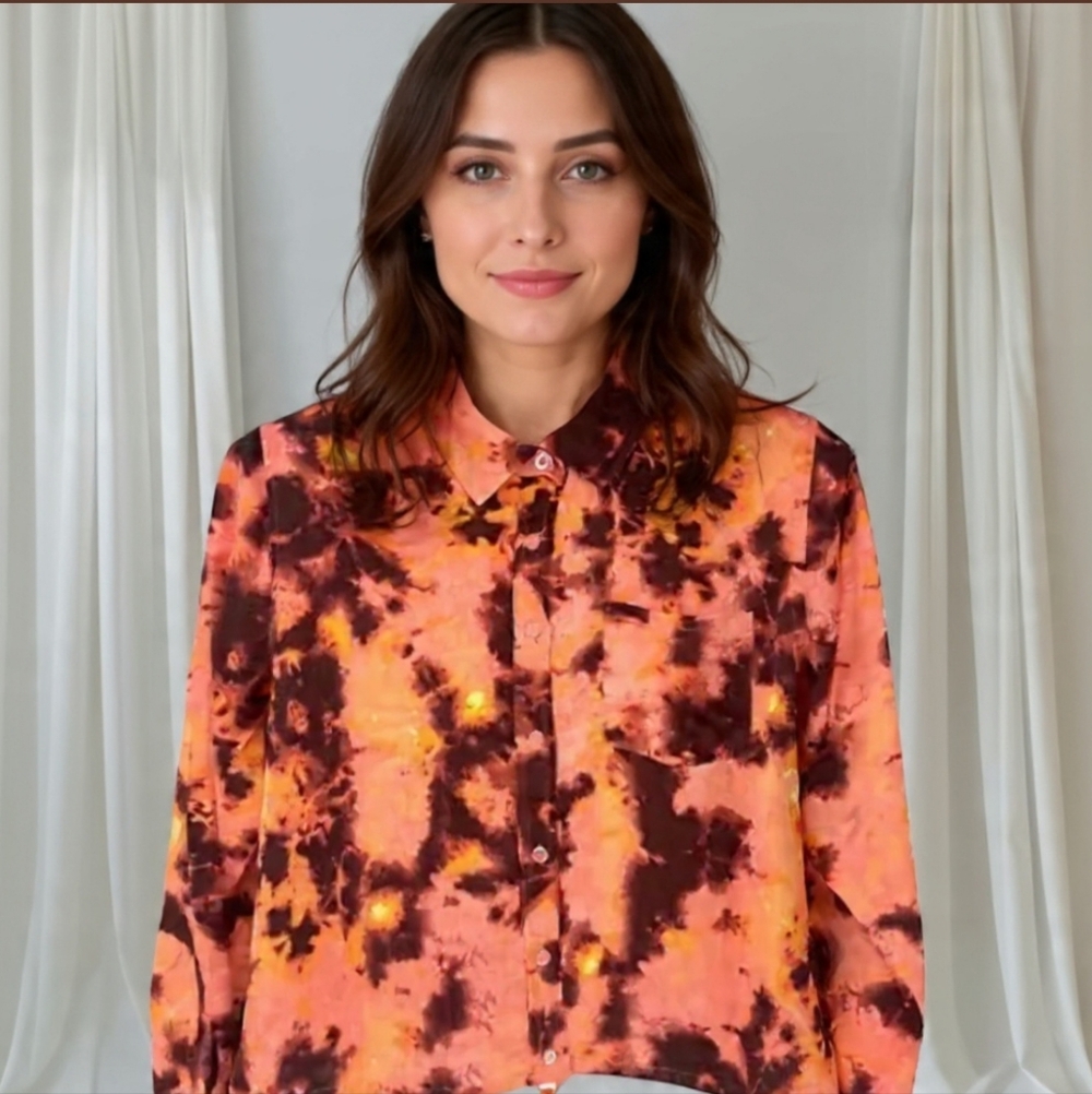 LP🧡REBECCA MINKOFF Blouse Top Button Up Long Sleeve Satin NWT